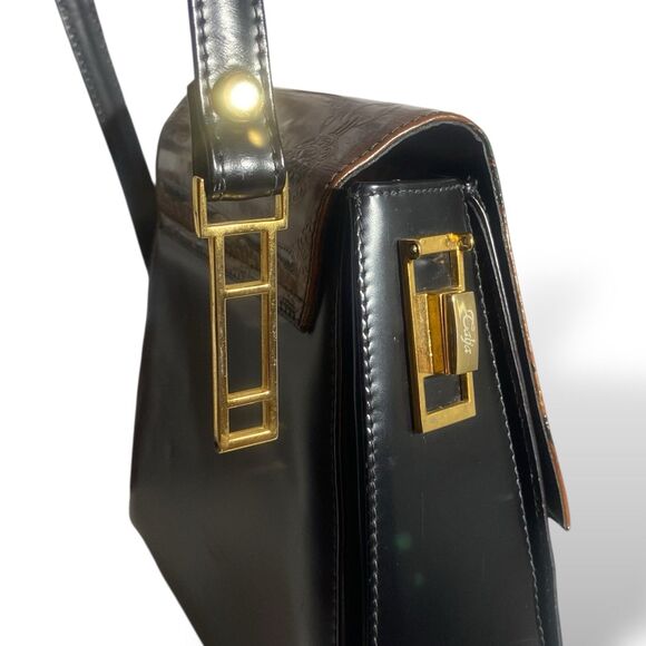 VERA PELLE Calja Equestrian Embossed Leather Shoulder Bag Purse Handmade Italy - Picture 8 of 16